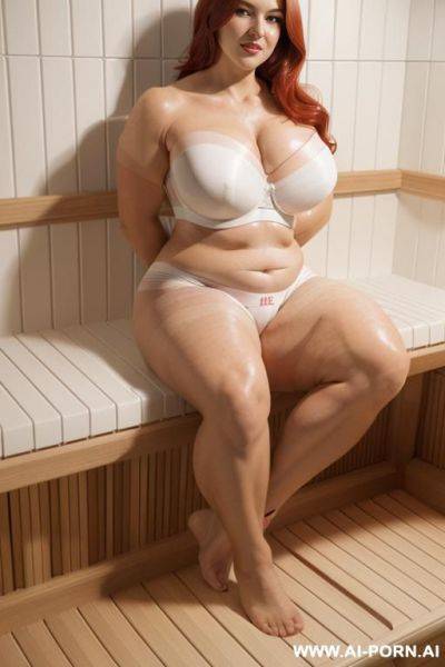 Obese legs, obese thighs, bulked up thighs, big thighs, strong thighs, massive thighs and huge muscles, red hair in gy style, stronger thighs, wide hips, strong legs, very strong thighs, very - ai-porn.ai on pornsimulated.com