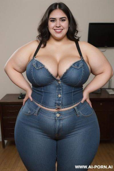 Mexican, super , long hair, nerd, pear shaped, extremely thicc, giant meat hips, big thighs - ai-porn.ai - Mexico on pornsimulated.com