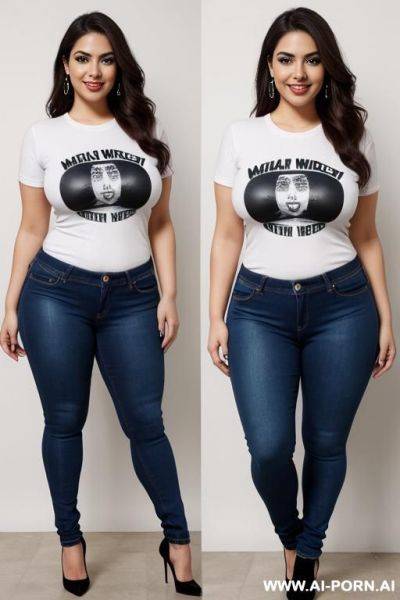 Masterpiece supermodel, mexican, tight jeans, band tshirt, gordita, extremely wide hips - ai-porn.ai - Mexico on pornsimulated.com
