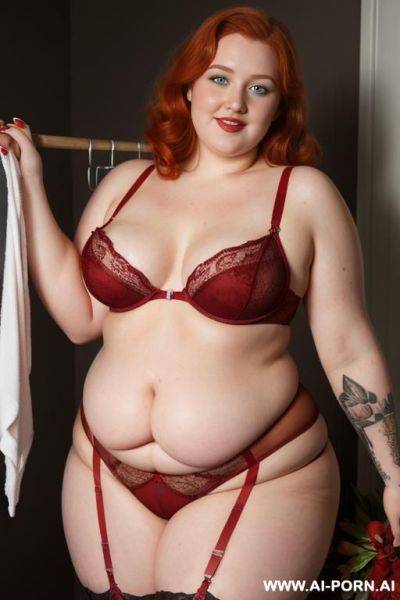 Half-length photo, ((half body photo shot close up)). as a set in the laundry area, a (((very obese))) fat chubby fat thick and bbw redhead british, ((she is washing clothes)). she has - ai-porn.ai - Britain on pornsimulated.com
