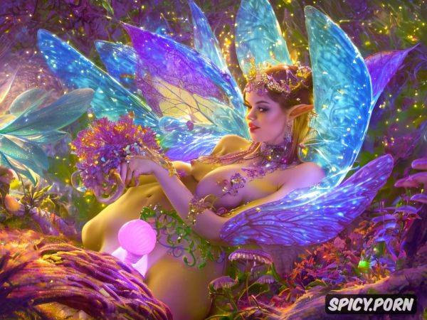 Magic mushrooms glowing in the dark, fantastic scene, high quality picture - spicy.porn on pornsimulated.com