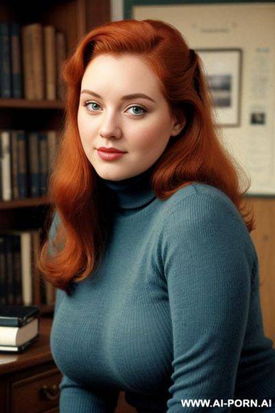 170s. 176. vintage, retro. 18 years old. cutie babe face. turtleneck sweater. without makeup. natural beauty. curvy, chubby, busty. - ai-porn.ai on pornsimulated.com