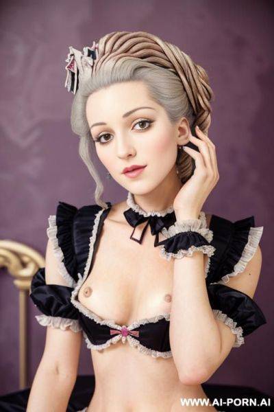 Woman with purple hair wearing black bra - ai-porn.ai on pornsimulated.com