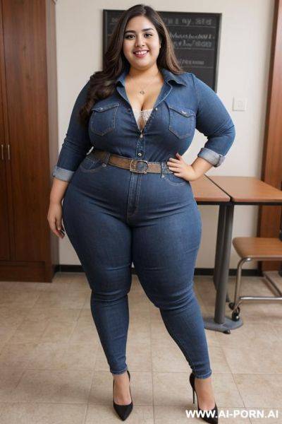 Supermodel, mexican, nerd, extra plump, pear shaped, holding license - ai-porn.ai - Mexico on pornsimulated.com