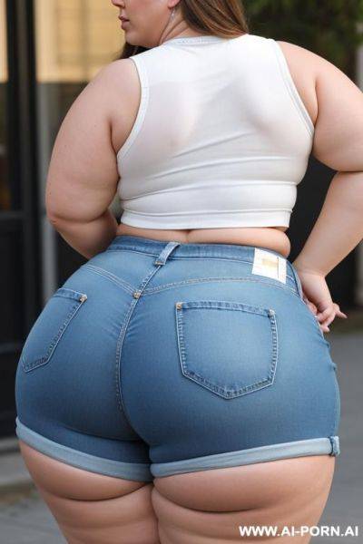 Fat pawg. huge fat bubble butt. crop top and denim shorts - ai-porn.ai on pornsimulated.com