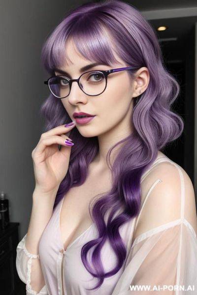 (thick rimmed glasses) (pale skin) (light purple hair) - ai-porn.ai on pornsimulated.com