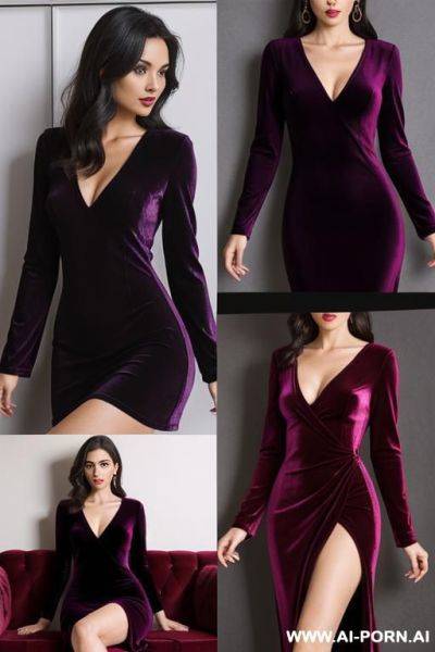 Four women mature in asymetric velvet dress - ai-porn.ai on pornsimulated.com