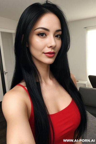 Woman long hair red top selfie - ai-porn.ai on pornsimulated.com