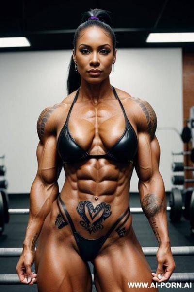 Black woman with perfect skin, is standing naked in front - ai-porn.ai on pornsimulated.com