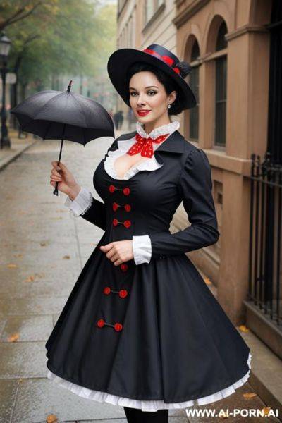 Dark hair large breast woman mary poppins costume - ai-porn.ai on pornsimulated.com