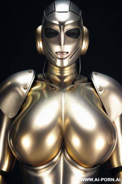 Sexy blonde robo cop, (fully metallic body, huge firm tits:1.3) - ai-porn.ai on pornsimulated.com