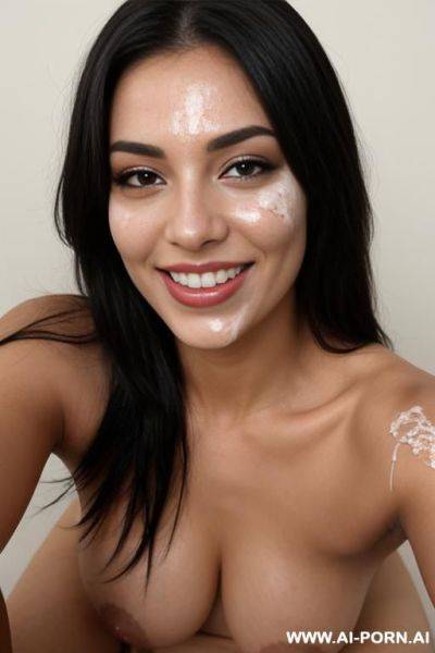 Black smiling naked with a lot of cum on face - ai-porn.ai on pornsimulated.com