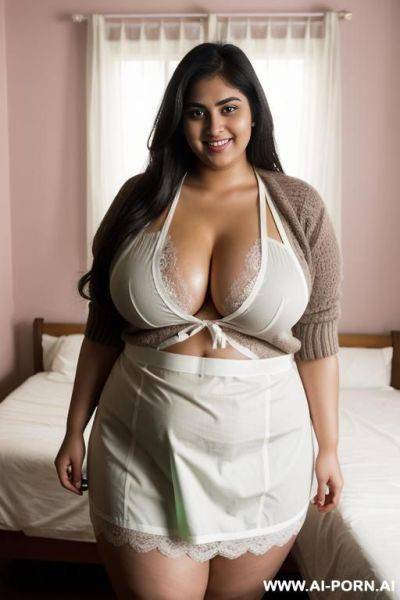 Housewife wearing apron, beautiful alluring faced indian couple having gy-style sex, massive hops, extra thicc bbw - ai-porn.ai - India on pornsimulated.com