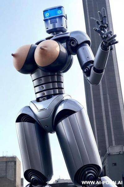 Sexy robo cop, curly blonde hair, fully robotic body, (shapely fit body, huge robotic tits:1.3) - ai-porn.ai on pornsimulated.com