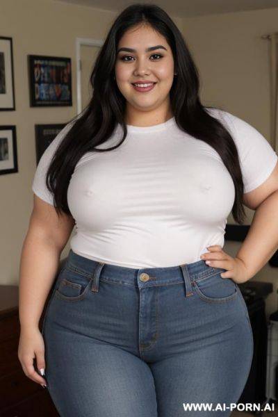 Masterpiece, mexican, supermodel, pear shaped, eye shw, huge hips, massive thighs, tight shirt - ai-porn.ai - Mexico on pornsimulated.com