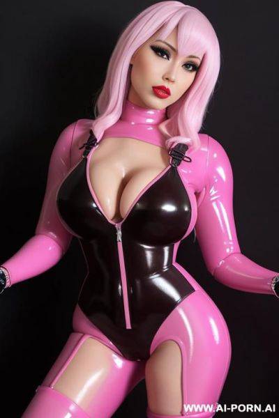 Body wrap, (latex bodysuit), (latex monster), wrapping, encased body, covert in latex, latex body, rubber bandage, rubber body, rubberdoll, catsuit, ((pink latex)) - ai-porn.ai on pornsimulated.com