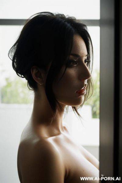 Sexy female, naked, head in closed round fishbowl, scared look - ai-porn.ai on pornsimulated.com