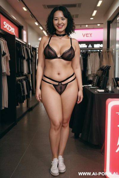 Naked woman in sneakers and choker - ai-porn.ai on pornsimulated.com