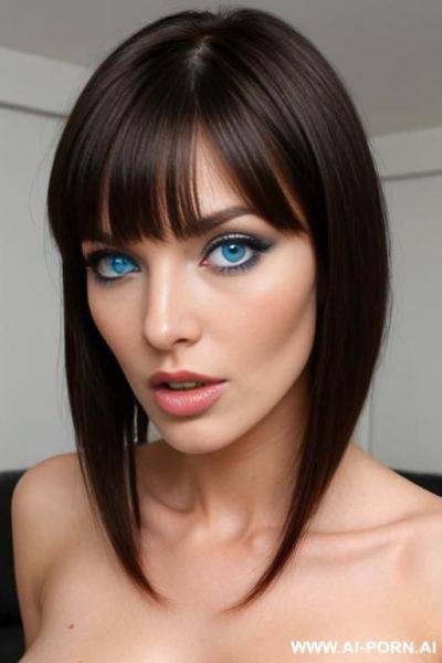 Beautiful sexy woman, blue eyes, nsfw, blowjob, wispy bangs, sexy face, sexy mouth, - ai-porn.ai on pornsimulated.com