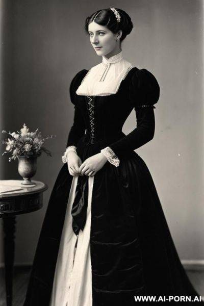 20 years old, xix century, english, lifts dress to show dick - ai-porn.ai - Britain on pornsimulated.com