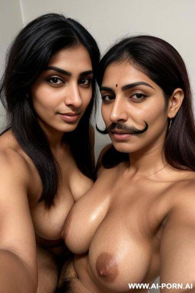 Two beautiful lesbian milfs with mustache wearing only a hijab with hairy pussy and hairy legs and hairy arms and hairy chest - ai-porn.ai on pornsimulated.com