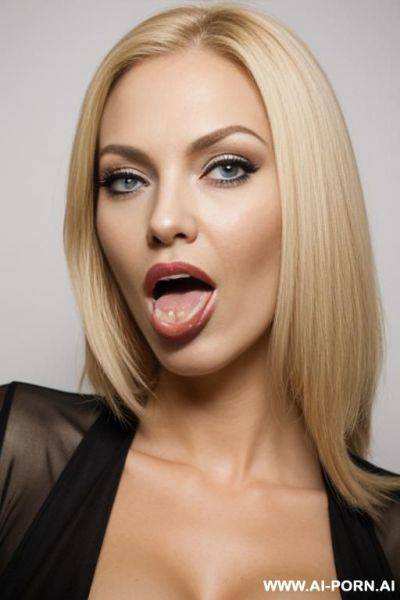2, blonde woman, stick out tongue, self-portrait - ai-porn.ai on pornsimulated.com