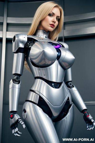 Blonde robot, fully robotic body, huge robotic tits, fit body, shapely arms, shapely legs - ai-porn.ai on pornsimulated.com