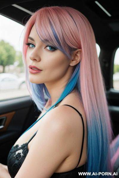 A woman with blue and pink hair - ai-porn.ai on pornsimulated.com