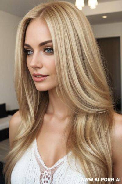 Natural blonde hair, long hair, healthy hair - ai-porn.ai on pornsimulated.com