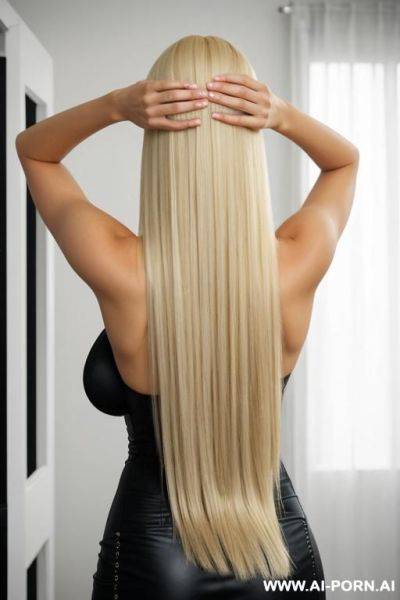 Long, blonde, healthy hair from behind - ai-porn.ai on pornsimulated.com