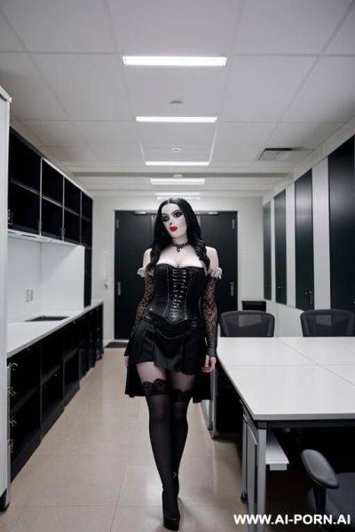 A goth woman with big free tits showing her pussy under her skirt - ai-porn.ai on pornsimulated.com