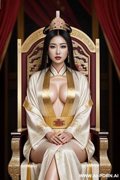 Empress of china, full empress robe, sitting on throne in big palace, her iq is ultra-high - ai-porn.ai on pornsimulated.com
