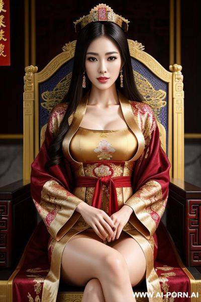 Empress of china, full empress robe, sitting on throne in big palace - ai-porn.ai on pornsimulated.com