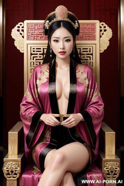Empress of china, full empress robe, sitting on throne - ai-porn.ai on pornsimulated.com