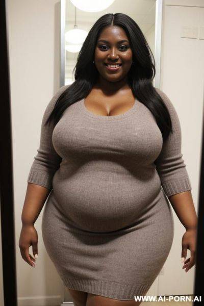 Black woman, supermodel, big nose, straight hair, nerdy, scientist, pear shaped, extra large bbw, huge hips - ai-porn.ai on pornsimulated.com