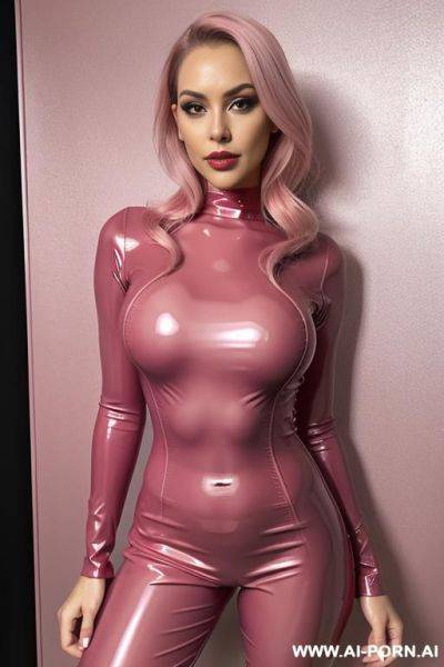 Latex chooker, latex bodysuit, latex catsuit, pink light peach latex - ai-porn.ai on pornsimulated.com