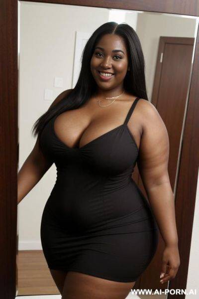 Black woman, supermodel, big nose, straight hair, nerdy, scientist, pear shaped, extra large bbw, huge hips - ai-porn.ai on pornsimulated.com