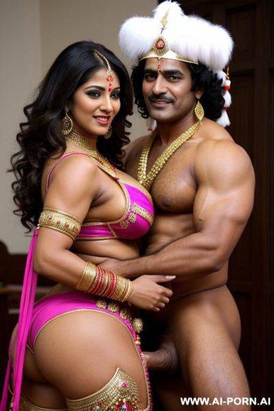 Traditional indian outfit, huge massive ass tightly groping by body builder man - ai-porn.ai - India on pornsimulated.com