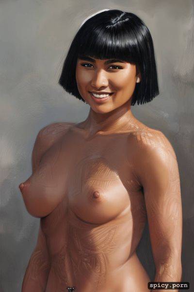 Very slim teen body, nude, detailed face, maori teen 18yo, intricate half portrait - spicy.porn on pornsimulated.com