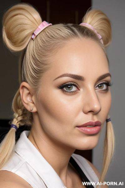 Busty blonde porn star sticking out the ass, showing her holes - ai-porn.ai on pornsimulated.com