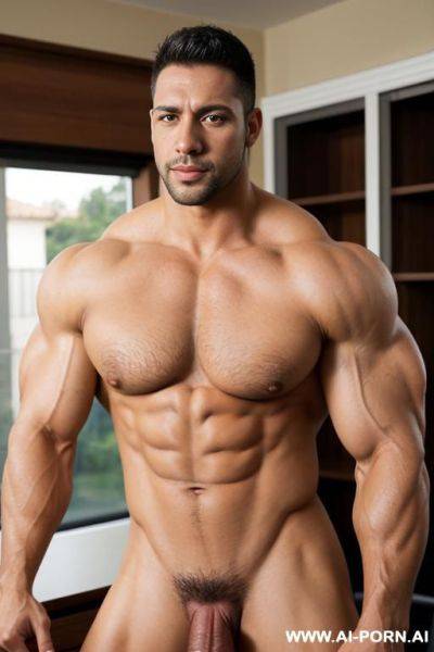 Man, latin, muscle, big cock, flexing - ai-porn.ai on pornsimulated.com