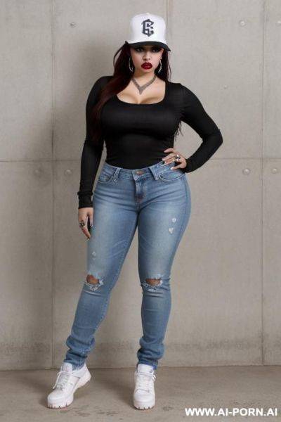 Mexican, chicana, chola, lots of makeup, low rider woman, backds baseball cap - ai-porn.ai - Mexico on pornsimulated.com