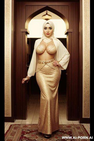 Fully naked, huge boobs, hijab, full body, stand up - ai-porn.ai on pornsimulated.com