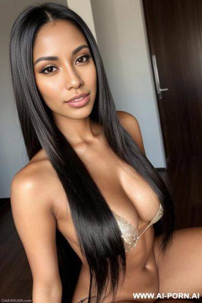Chilean, dark tan skin, black hair, long straight hair, brown eyes, - ai-porn.ai - Chile on pornsimulated.com