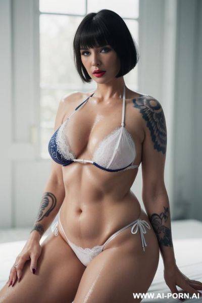 (((perfect curvy hourglass figure, sexy curvy body, most realistic, real photo sexy older woman))) ((beautiful lace lingerie)) ,(( pink plump lips)).happy face, wet body, oiled body, sweat, huge - ai-porn.ai on pornsimulated.com