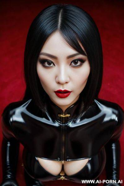 ((chinese cultist)), (submissive magic), (latex outfit), (obedient), (pov), (eye contact), (kneeling, ready for sex) - ai-porn.ai - China on pornsimulated.com