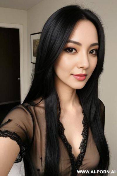 Woman long hair blouse burdy selfie - ai-porn.ai on pornsimulated.com