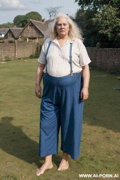 Village! old woman, standing on the grass! barefoot. - ai-porn.ai on pornsimulated.com