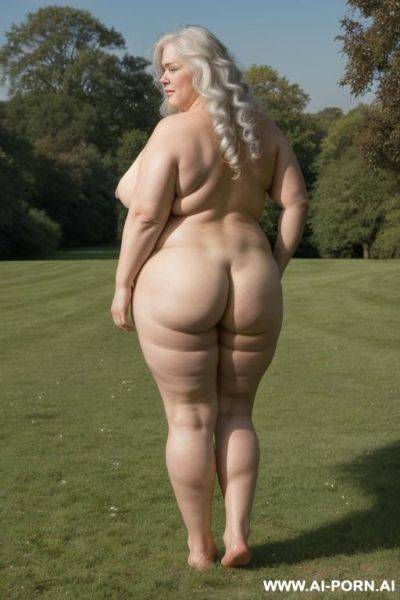 Old woman, standing on the grass! barefoot. back nude ass - ai-porn.ai on pornsimulated.com