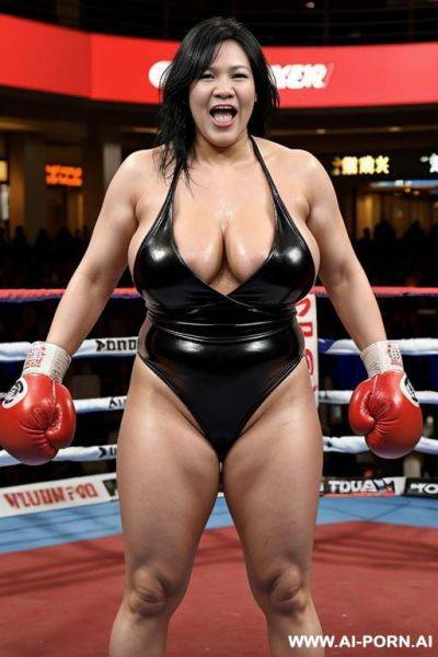 2 women boxing, sexually excited, happy, fighting pose - ai-porn.ai on pornsimulated.com